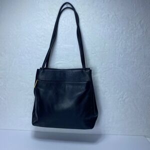 Giani Bernini Black Leather  Bag Purse Handbag‎  Designer Style Career Simple